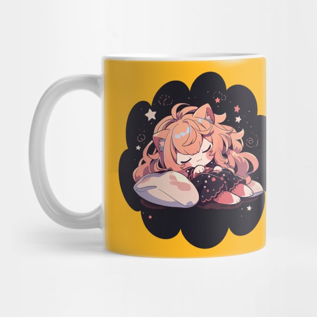 Adorable Anime Chibi Leo Zodiac Sleeping Little Astro Girl by The Little Store Of Magic